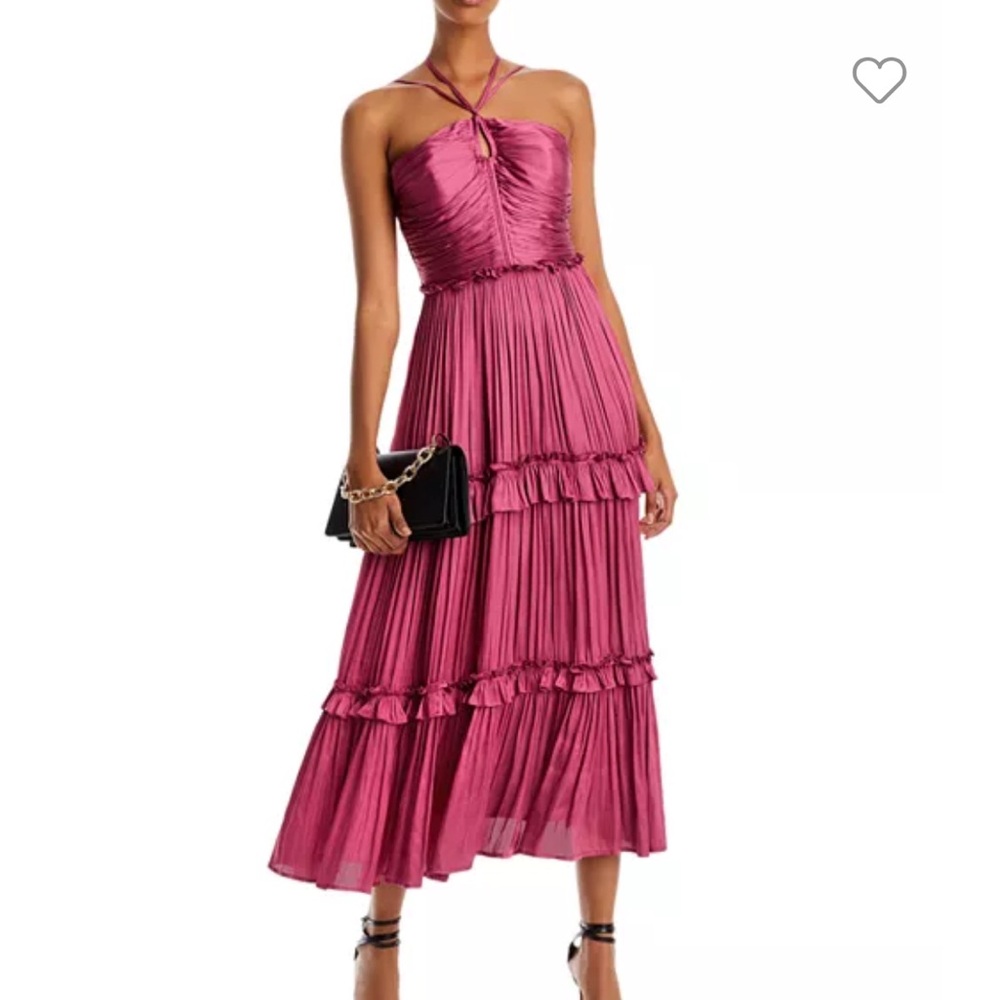 Bloomingdale’s Aqua Strappy Ruched Midi Dress